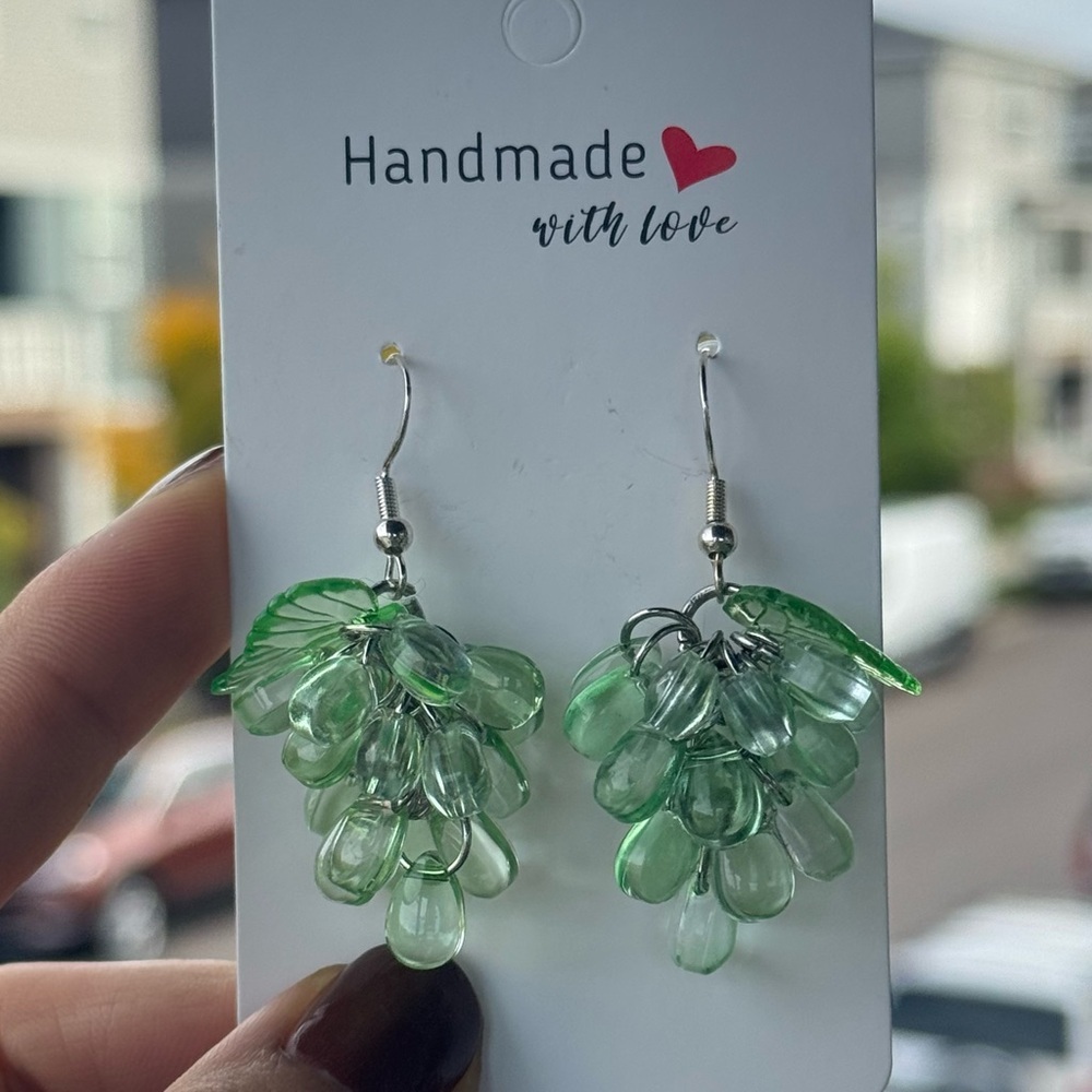 Handmade Beaded Grape Earrings
